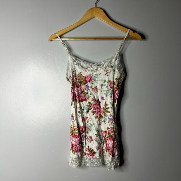 VTG Zenana Outfitters Womens Y2K Floral Lace Trim Babydoll Camisole Size Small - Picture 1 of 7